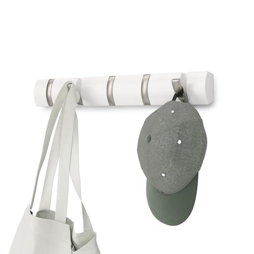 Umbra Flip Wall Rack (White/Nickel, 5 hooks)