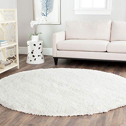 SAFAVIEH California Shag Area Rug 4' Round (White)