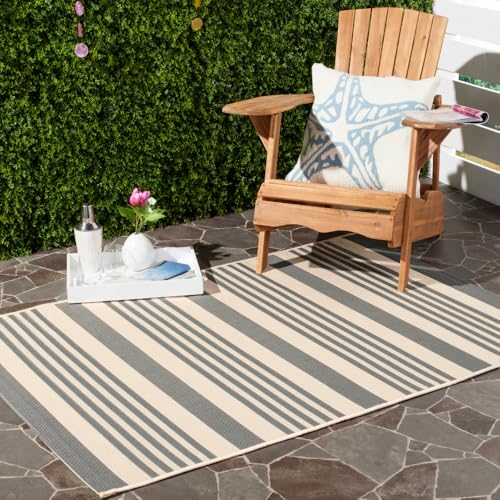 SAFAVIEH 4' x 5'7" Grey & Bone