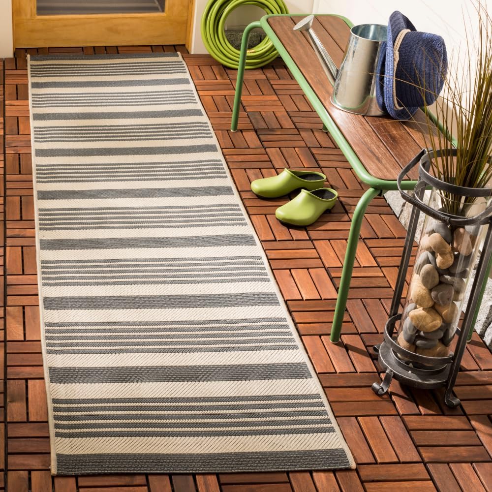 SAFAVIEH Courtyard 2'3" x 10' (Grey & Bone)