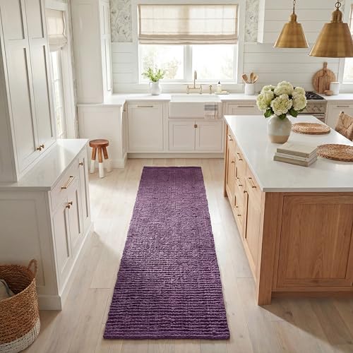 SAFAVIEH Natural Fiber Collection Runner Rug - 2'6" x 8', Purple, Handmade Jute, Farmhouse Style, Chunky Textured Thick Pile (NF447B)