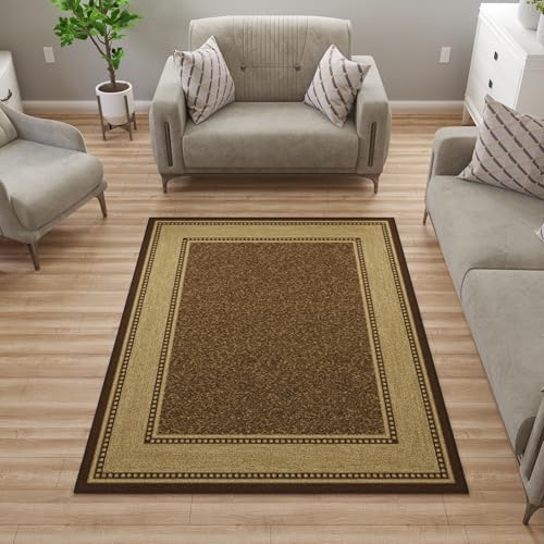 Ottomanson 5' x 6'6" Border Rug (Brown)