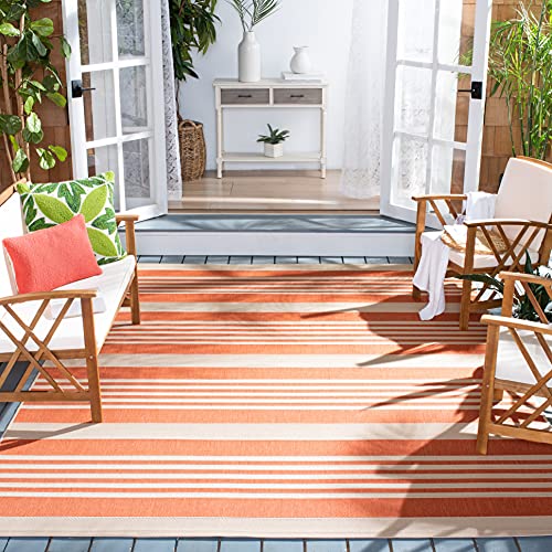 SAFAVIEH Courtyard 7'1" Square Terracotta & Beige