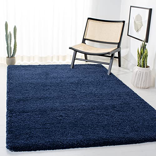 SAFAVIEH Milan Shag Collection Area Rug - 5'1" x 8', Navy, Solid Design, Non-Shedding & Easy Care, 2-inch Thick Ideal for High Traffic Areas in Living Room, Bedroom (SG180-7070)
