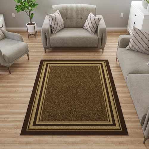 Ottomanson 5' x 6'6" Border Rug (Brown)