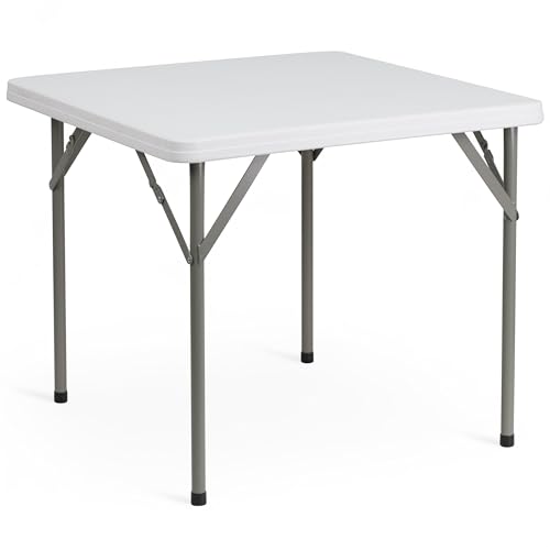 Flash Furniture Elon 2.85' Square All-Occasion Plastic Folding Event Table with Locking Legs, Folding Banquet Table for Indoor/Outdoor Events, White