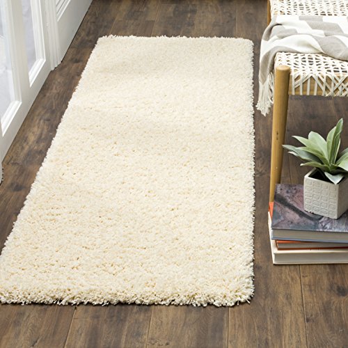 SAFAVIEH California Shag Collection Runner Rug - 2'3" x 15', Ivory, Non-Shedding & Easy to Clean, Ultra Plush Thick Pile, Ideal for Living Room, Bedroom, Dining Space (SG151-1212)