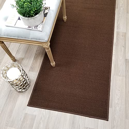Kapaqua Custom Size Brown Solid Rubber Backed Runner