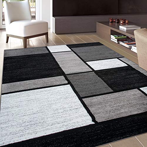 Rugshop Contemporary Modern Boxes Gray