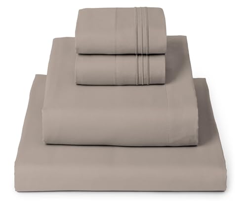 Mellanni Queen Sheets Set - 4 PC Iconic Collection Bedding - Hotel Luxury, Extra Soft, Cooling Bed Sheets - Wrinkle, Fade, Stain Resistant (Queen, Tan)