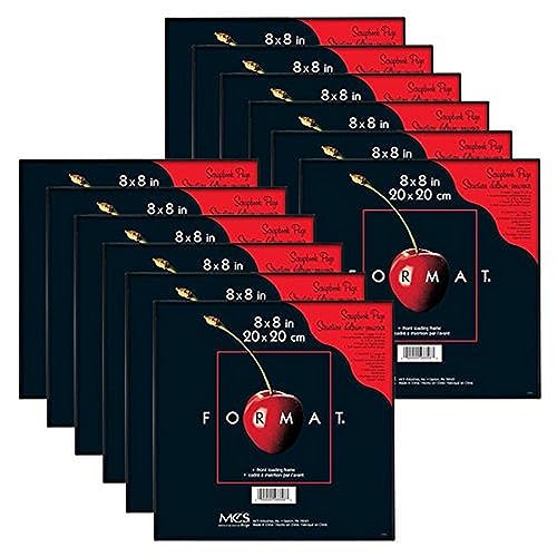 MCS Format 8x8 Picture Frame Black, Square Gallery Wall Vertical & Horizontal Wall Hanging Small Picture Frame or Tabletop Easel for Photos & Art Prints (12-Pack)