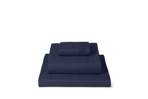Mellanni Twin XL Sheets Set - 3 PC Iconic Collection Bedding - Hotel Luxury, Extra Soft, Cooling Bed Sheets - Wrinkle, Fade, Stain Resistant (Twin Extra Long, Navy Blue)