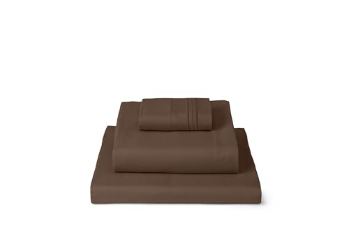 Mellanni Twin XL Sheets Set - 3 PC Iconic Collection Bedding - Hotel Luxury, Extra Soft, Cooling Bed Sheets - Wrinkle, Fade, Stain Resistant (Twin Extra Long, Brown)