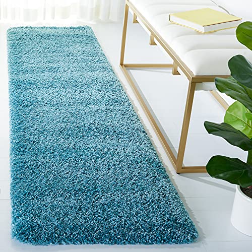 SAFAVIEH Milan Shag Runner (Aqua)