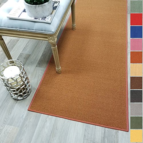 Kapaqua Custom Size Burnt-Orange Solid Plain Rubber Backed Non-Slip Hallway Stair Runner Rug Carpet 31 inch Wide Choose Your Length 31in X 20ft