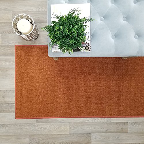 Kapaqua Custom Size Burnt-Orange Solid Plain Rubber Backed Non-Slip Hallway Stair Runner Rug Carpet 22 inch Wide Choose Your Length 22in X 12ft