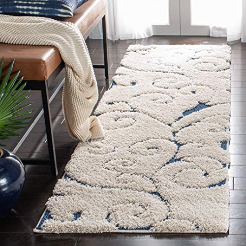 SAFAVIEH Florida Shag 2'3" x 11' (Cream & Blue)