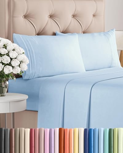 King Size 4 Piece Sheet Set - Light Blue