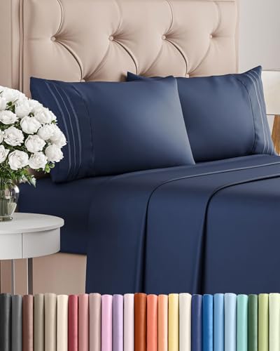 King Size 4 Piece Sheet Set - Navy Blue