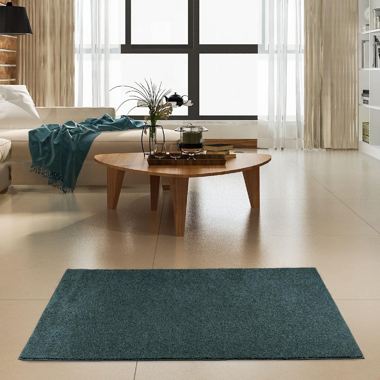 Ambiant Pet Friendly Solid Color Area Rugs Forest Green - 2' x 6' Runner, Indoor, Stain Resistant, Perfect for Living Room, Bedroom, Dining Room, Entryway, Hallway and Dining Room