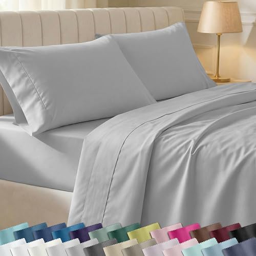 California Design Den Natural 100% Cotton Sheets (Light Grey)