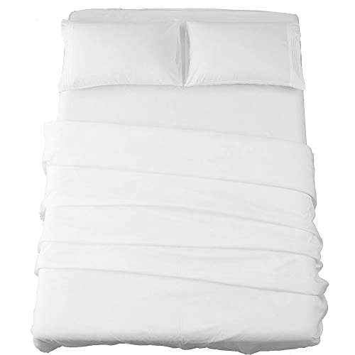 SONORO KATE Bed Sheet Set Super Soft Microfiber 1800 Thread Count Luxury Egyptian Sheets 18-Inch Deep Pocket Wrinkle and Hypoallergenic-4 Piece(California King White)