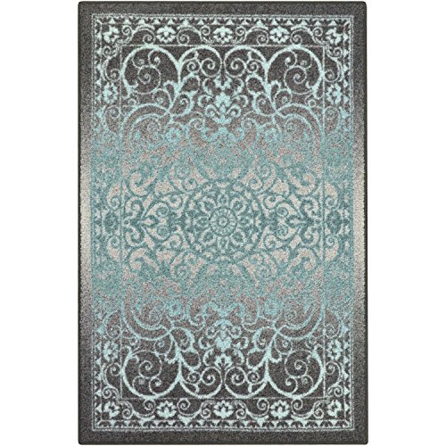 Maples Rugs Pelham Transitional Area Rugs - Made in USA - Low Pile, Non Slip, Pet-Friendly Large Mat for Bedroom, Office, Living & Dining Room, 7 x 10, Blue/Grey