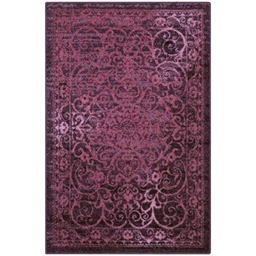 Maples Rugs Pelham Transitional Area Rugs - Made in USA - Low Pile, Non Slip, Pet-Friendly Mat for Bedroom, Office, Living & Dining Room, 5 x 7, Wineberry