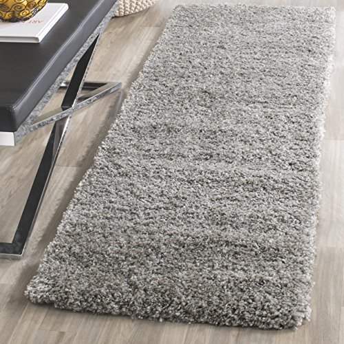 SAFAVIEH California Shag Collection Runner Rug - 2'3" x 17', Silver, Non-Shedding & Easy Care, 2-inch Thick Ideal for High Traffic Areas in Living Room, Bedroom (SG151-7575)
