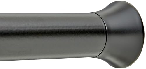 Amazon Basics Tension Curtain Rod, Adjustable 78-108" Width - Black, Classic Finial