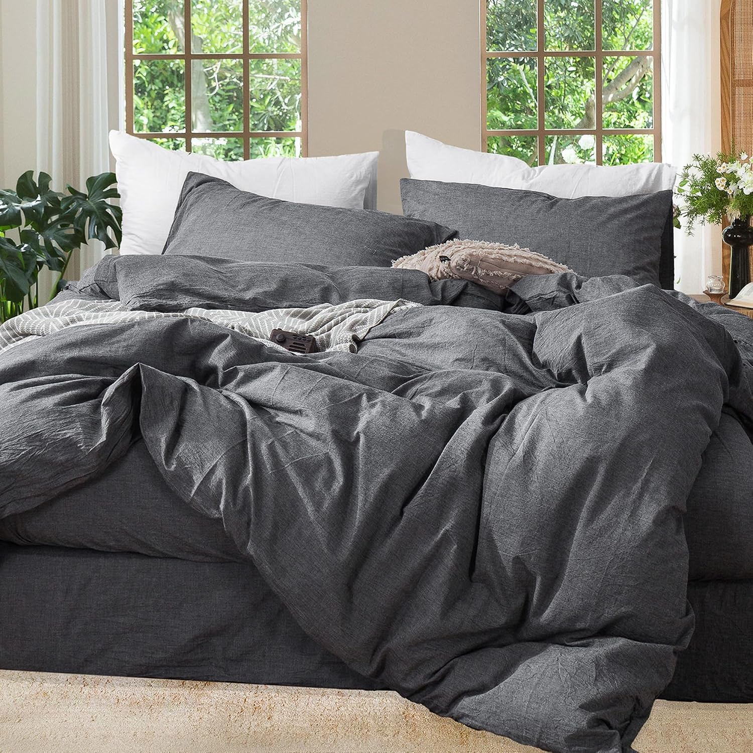 MooMee Heathered Dark Grey Queen