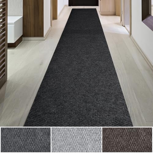iCustomRug Hallway Runner Rug  3x12ft Black, Indoor/Outdoor, Non-Slip Rubber Backing, Low-Profile All-Weather Carpet, Non-Shedding & Easy Care, Entryway Mat Ideal for High Traffic Areas