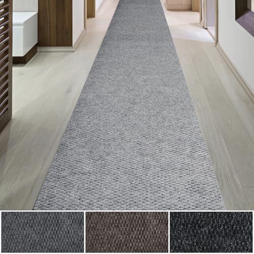 iCustomRug Hallway Runner Rug  3x9ft Grey, Indoor/Outdoor, Non-Slip Rubber Backing, Low-Profile All-Weather Carpet, Non-Shedding & Easy Care, Entryway Mat Ideal for High Traffic Areas