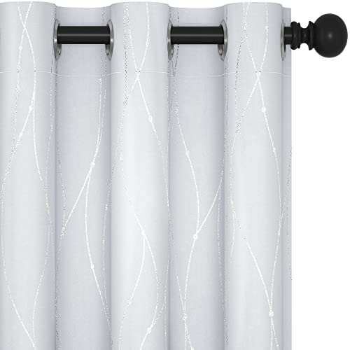 Deconovo Living Room Curtains, Silver Wave Dots