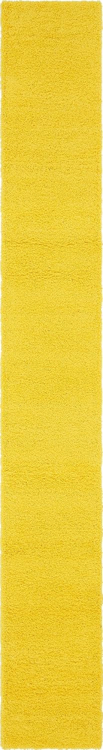 Unique Loom Solid Shag Collection Area Rug (2' 6" x 19' 8" Runner, Tuscan Sun Yellow)