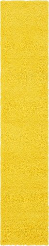 Unique Loom Solid Shag Collection Area Rug (2' 6" x 13' 1" Runner, Tuscan Sun Yellow)