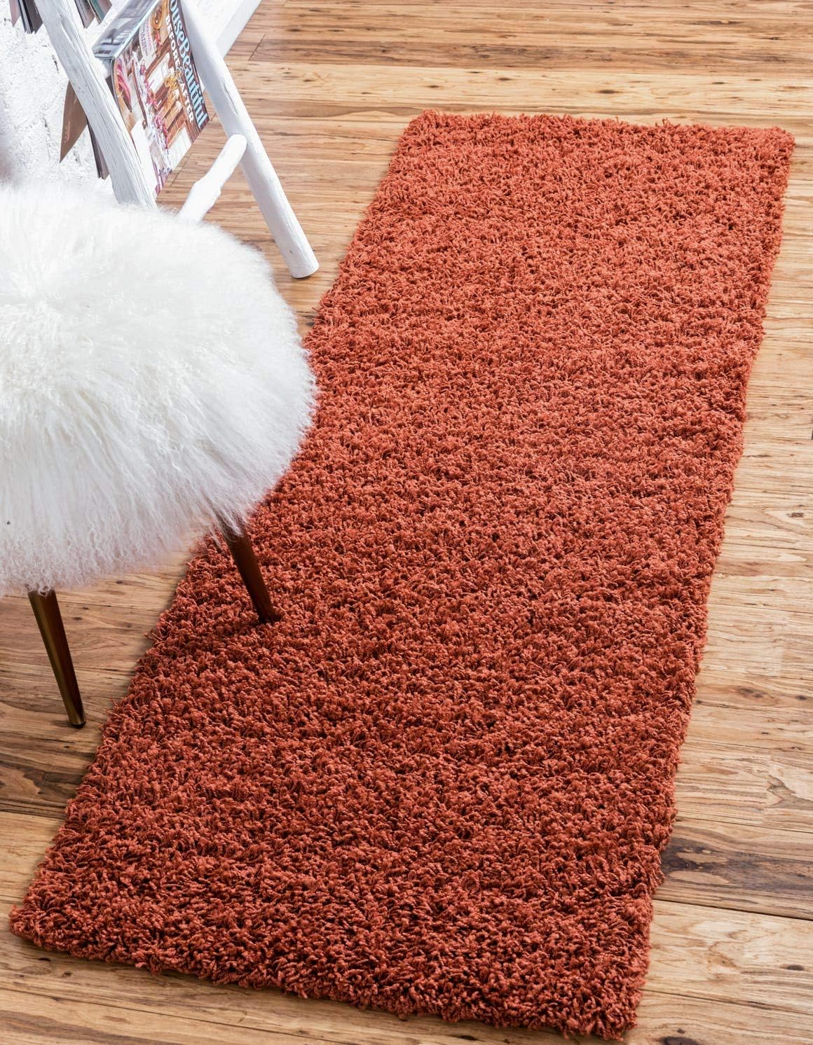 Unique Loom Solid Shag Runner (Terracotta)