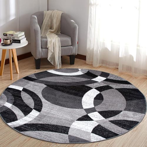 Rugshop Contemporary Abstract Circles 6'6" Gray (Round)