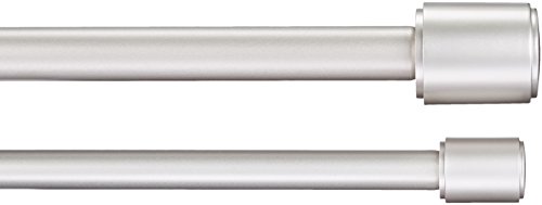 Amazon Basics Adjustable 1 Inch Double Curtain Rods for Windows, Cap Finials, 72" to 144", Nickel