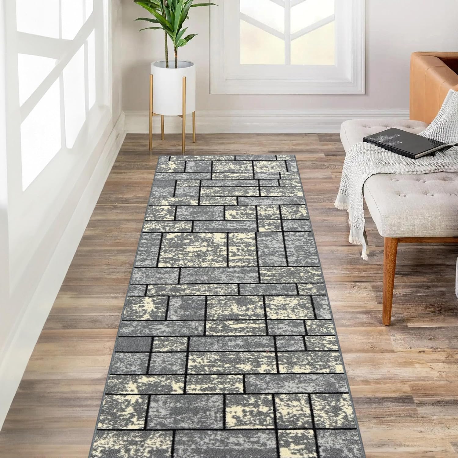 Kapaqua Grey Ivory Stone Boxes Runner