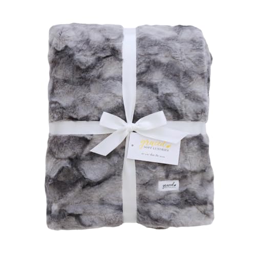 GRACED SOFT LUXURIES Oversized Throw Blanket Living Room Decor Softest Warm Elegant Aesthetic Comfy Cozy Faux Fur for Home, Couch, Sofa, Bed, Chair (XL 60" x 80", Marbled Gray)