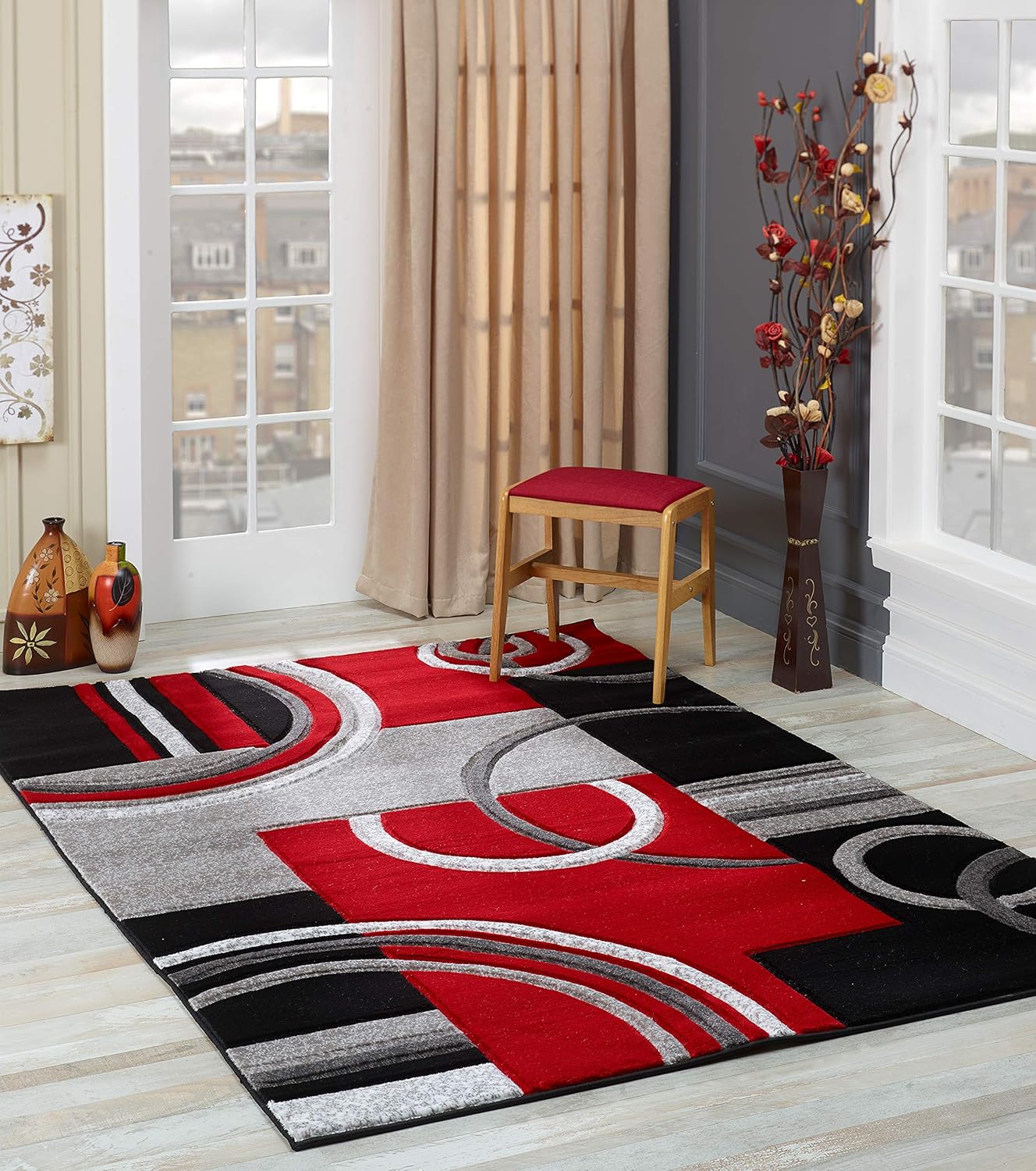 GLORY RUGS Area Rug Modern 5x7 Red
