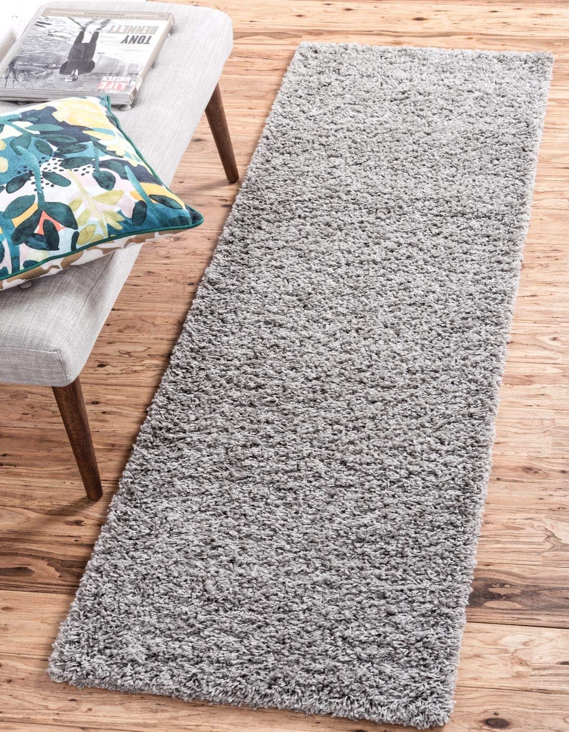 Unique Loom Solid Shag Runner (Cloud Gray)