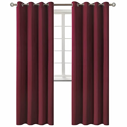 BGment Christmas Blackout Curtains - Grommet Thermal Insulated Room Darkening Bedroom and Living Room Curtains, Set of 2 Curtain Panels (52 x 84 Inch, Burgundy)