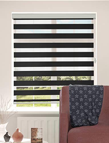 SHADESU Cordless Zebra Shade Window Blind Privacy Light Filtering Shades (Maxium Height 72inch) (White Color)(Width 29 inch)