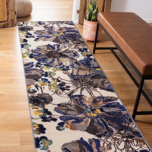 Rugshop Cream Bright Flowers 2' x 7'
