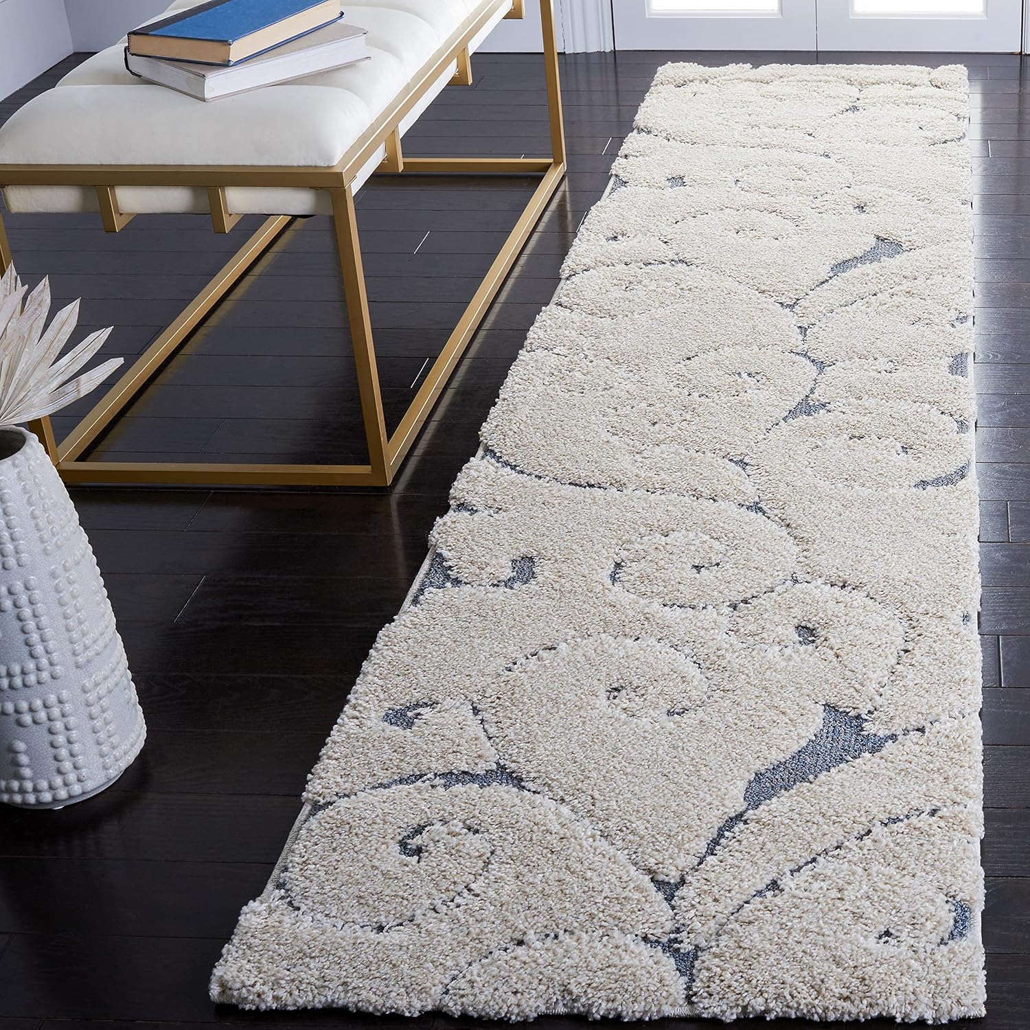 SAFAVIEH Florida Shag 2'3" x 9' Beige & Blue Grey