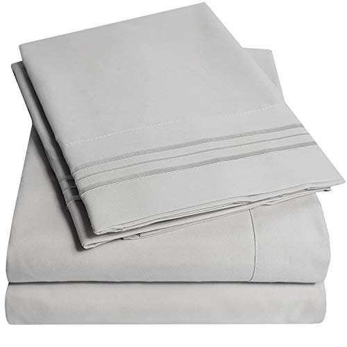 1500 Supreme Collection Extra Soft RV Short Queen Sheets Set, Silver - Luxury Bed Sheets Set with Deep Pocket Wrinkle Free Hypoallergenic Bedding, Over 40 Colors, RV Short Queen Size, Silver
