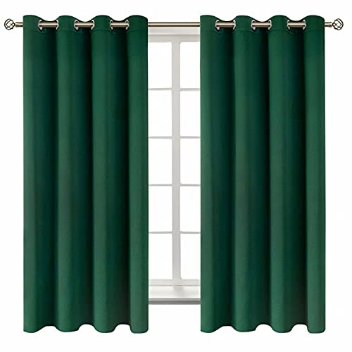 BGment Blackout Curtains - Grommet Thermal Insulated Room Darkening Bedroom and Living Room Curtains, Set of 2 Decorative Curtain Panels (52 x 63 Inch, Emerald Green)