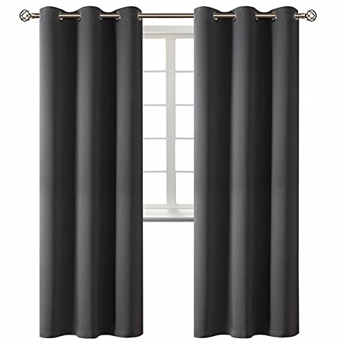 BGment Blackout Curtains - Grommet Thermal Insulated Room Darkening Bedroom and Living Room Curtain, Set of 2 Panels (42 x 84 Inch, Dark Grey)